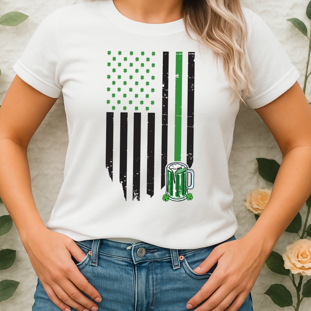 St Patrick's Day Beer American Flag Womens T-Shirt
