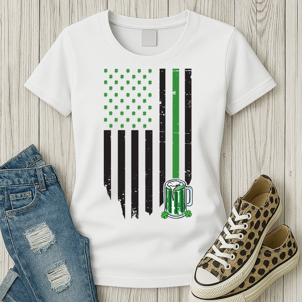 St Patrick's Day Beer American Flag Womens T-Shirt
