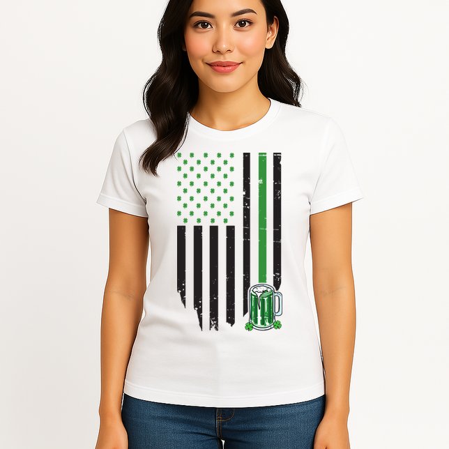 St Patrick's Day Beer American Flag Womens T-Shirt