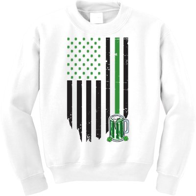 St Patrick's Day Beer American Flag Kids Sweatshirt