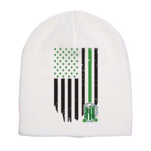 St Patrick's Day Beer American Flag Short Acrylic Beanie