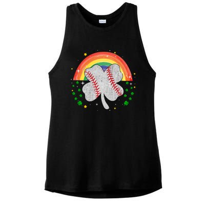 Saint Patricks Day Shenanigans Rainbow Baseball Shamrock Gift Ladies PosiCharge Tri-Blend Wicking Tank