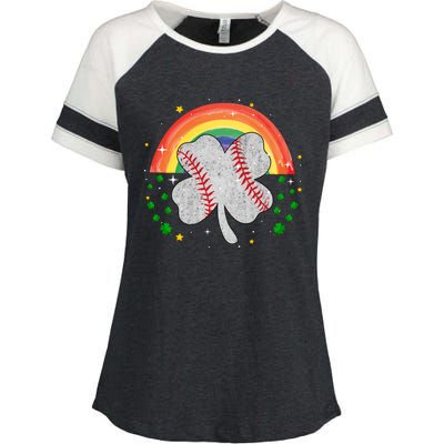 Saint Patricks Day Shenanigans Rainbow Baseball Shamrock Gift Enza Ladies Jersey Colorblock Tee