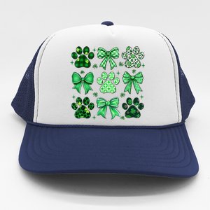 St Patricks Day Dog Cat Paw Shamrock Leopard Trucker Hat