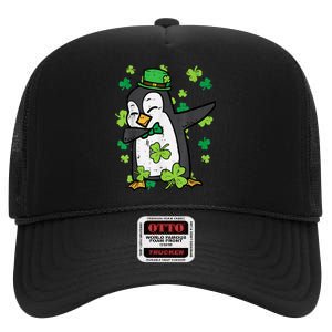 St Patricks Day Penguin Dab Saint Paddys Boys Girls s High Crown Mesh Back Trucker Hat