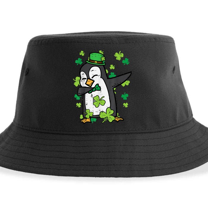 St Patricks Day Penguin Dab Saint Paddys Boys Girls s Sustainable Bucket Hat