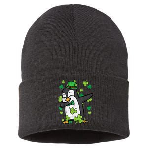 St Patricks Day Penguin Dab Saint Paddys Boys Girls s Sustainable Knit Beanie