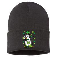 St Patricks Day Penguin Dab Saint Paddys Boys Girls s Sustainable Knit Beanie