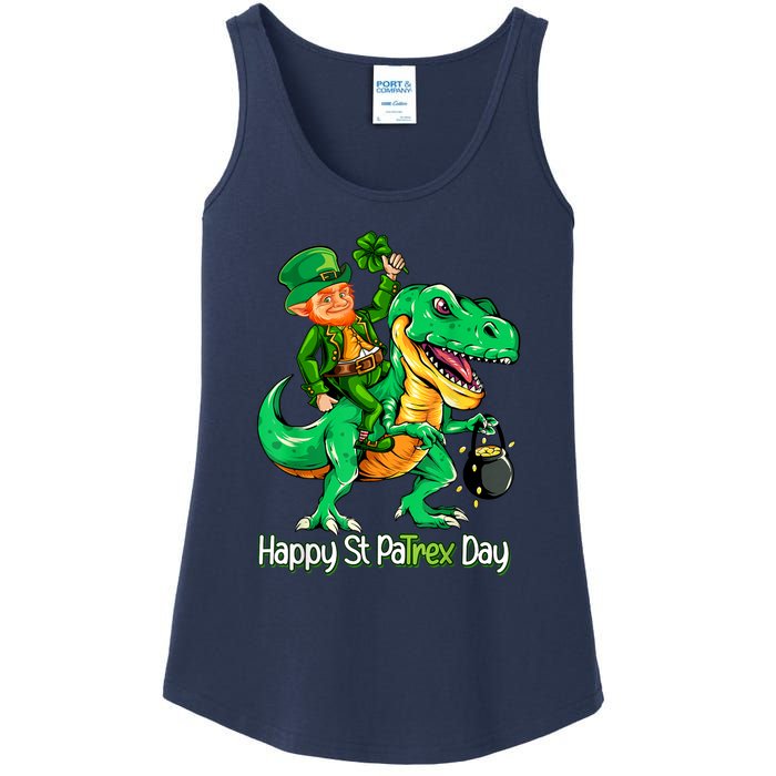 St Patricks Day Leprechaun Riding Dinosaur Gift Ladies Essential Tank