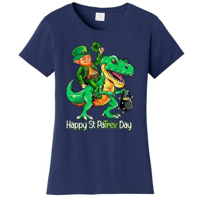 St Patricks Day Leprechaun Riding Dinosaur Gift Women's T-Shirt