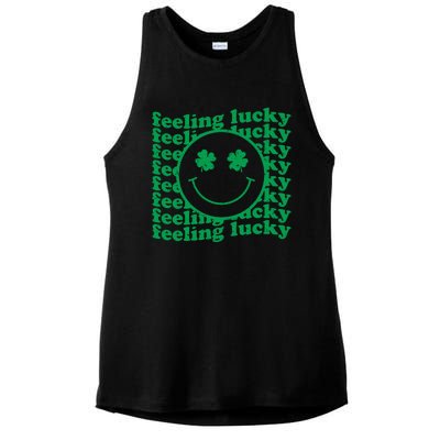 St Patricks Day Feeling Lucky Shamrock St Patrick's Day Gift Ladies PosiCharge Tri-Blend Wicking Tank