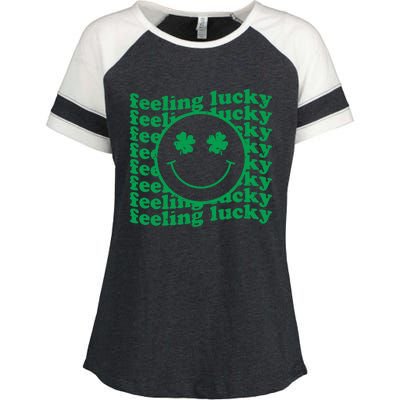 St Patricks Day Feeling Lucky Shamrock St Patrick's Day Gift Enza Ladies Jersey Colorblock Tee