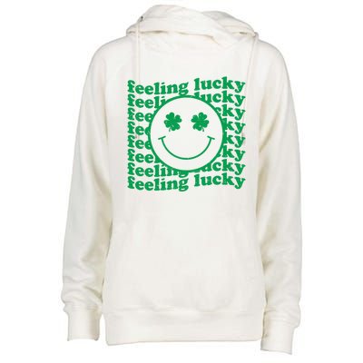 St Patricks Day Feeling Lucky Shamrock St Patrick's Day Gift Womens Funnel Neck Pullover Hood