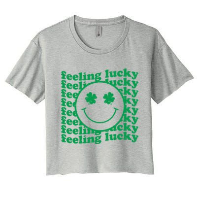 St Patricks Day Feeling Lucky Shamrock St Patrick's Day Gift Women's Crop Top Tee