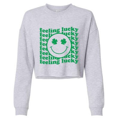 St Patricks Day Feeling Lucky Shamrock St Patrick's Day Gift Cropped Pullover Crew