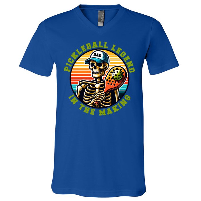 Skeleton Pickleball Dad Pickleball Funny Gift For Fathers Day Funny Gift V-Neck T-Shirt