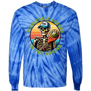 Skeleton Pickleball Dad Pickleball Funny Gift For Fathers Day Funny Gift Tie-Dye Long Sleeve Shirt