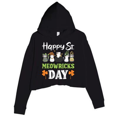 St Patricks Day Outfit Cute Cats Gift Crop Fleece Hoodie