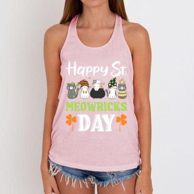 St Patricks Day Outfit Cute Cats Gift Women's Knotted Racerback Tank