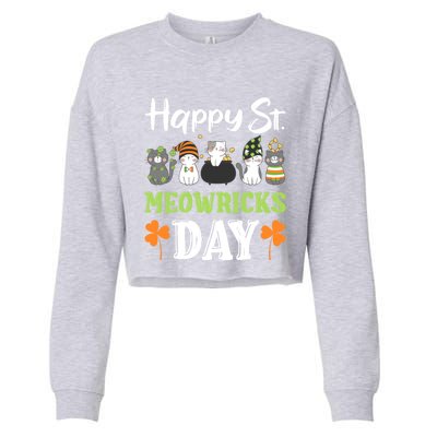 St Patricks Day Outfit Cute Cats Gift Cropped Pullover Crew