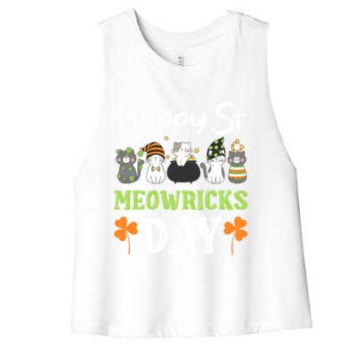 St Patricks Day Outfit Cute Cats Gift Women's Racerback Cropped Tank