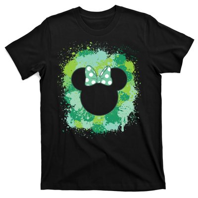 St Patricks Day Green Color Paint Splashes Cute Girly Mouse T-Shirt