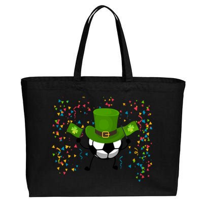 St Patrick's Day Soccer Leprechaun Sports Lovers Gift Cotton Canvas Jumbo Tote