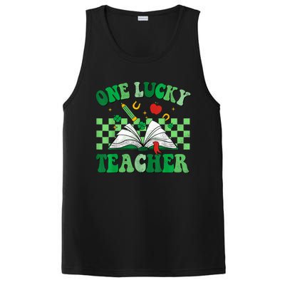 St Patricks Day Teacher Shirt One Lucky Teacher Shamrock PosiCharge Competitor Tank