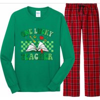 St Patricks Day Teacher Shirt One Lucky Teacher Shamrock Long Sleeve Pajama Set