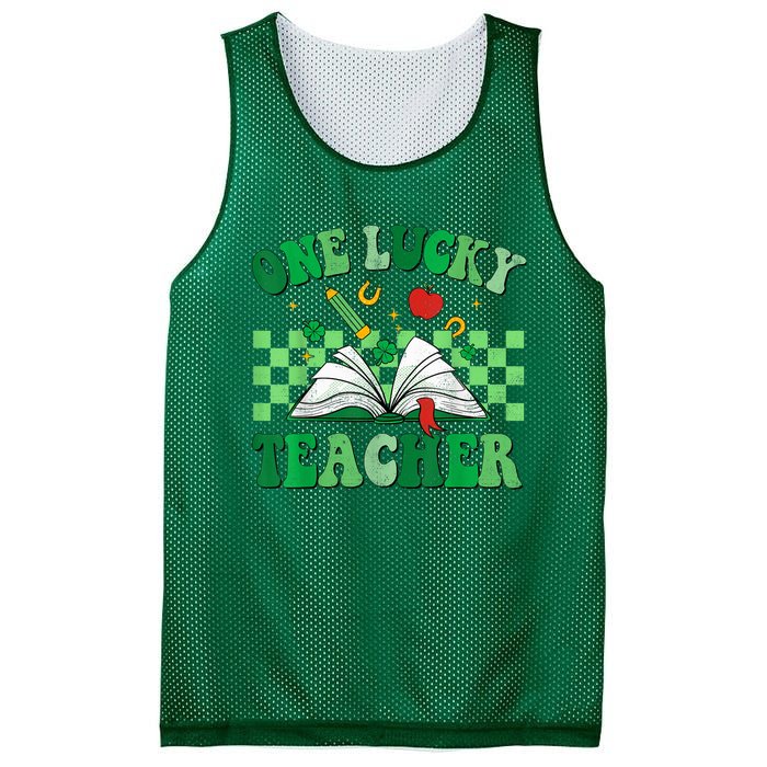 St Patricks Day Teacher Shirt One Lucky Teacher Shamrock Mesh Reversible Basketball Jersey Tank