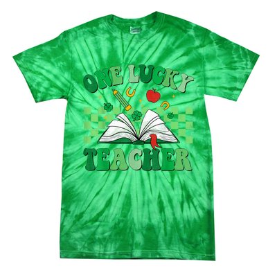 St Patricks Day Teacher Shirt One Lucky Teacher Shamrock Tie-Dye T-Shirt