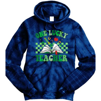 St Patricks Day Teacher Shirt One Lucky Teacher Shamrock Tie Dye Hoodie