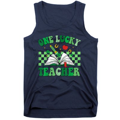 St Patricks Day Teacher Shirt One Lucky Teacher Shamrock Tank Top