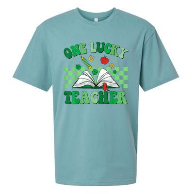 St Patricks Day Teacher Shirt One Lucky Teacher Shamrock Sueded Cloud Jersey T-Shirt