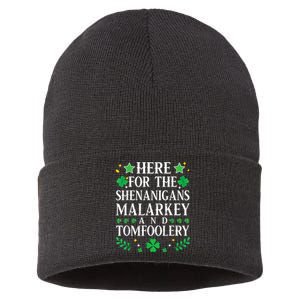 St Patricks Day Here For The Shenanigans Malarkey Tomfoolery Sustainable Knit Beanie