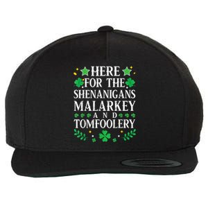 St Patricks Day Here For The Shenanigans Malarkey Tomfoolery Wool Snapback Cap