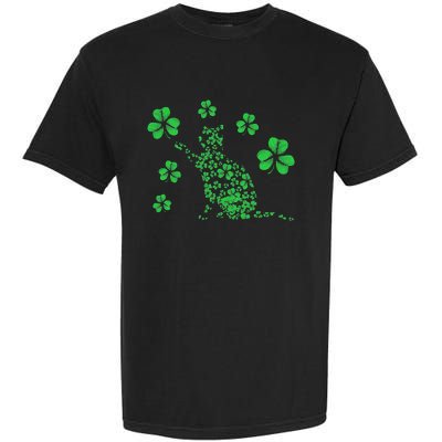 St Patrick's Day Shamrock Cat Irish Catrick's Catty's Garment-Dyed Heavyweight T-Shirt