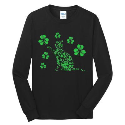 St Patrick's Day Shamrock Cat Irish Catrick's Catty's Tall Long Sleeve T-Shirt