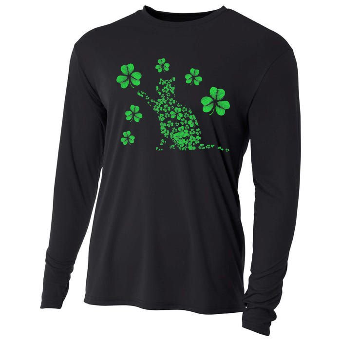 St Patrick's Day Shamrock Cat Irish Catrick's Catty's Cooling Performance Long Sleeve Crew