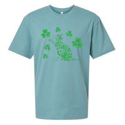 St Patrick's Day Shamrock Cat Irish Catrick's Catty's Sueded Cloud Jersey T-Shirt