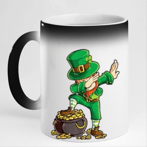 St Patricks Day Dabbing Leprechaun Men Dab Dance 11oz Black Color Changing Mug