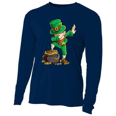 St Patricks Day Dabbing Leprechaun Men Dab Dance Cooling Performance Long Sleeve Crew