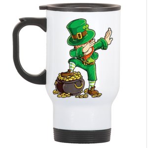 St Patricks Day Dabbing Leprechaun Men Dab Dance Stainless Steel Travel Mug