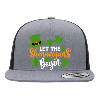 St Patricks Day shirt Wo  Let The Shenanigans Begin Flat Bill Trucker Hat