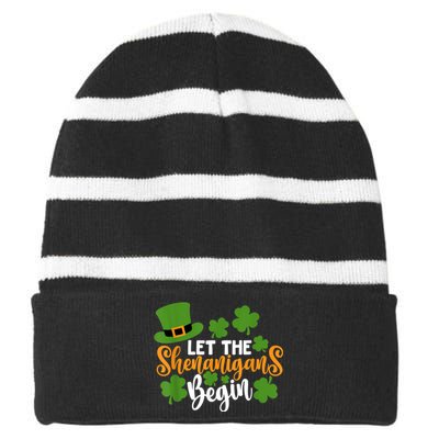 St Patricks Day shirt Wo  Let The Shenanigans Begin Striped Beanie with Solid Band