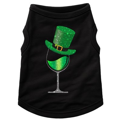 St Patricks Day Lucky Sparkly Wine Glass Doggie Tank