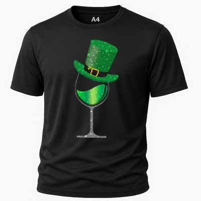 St Patricks Day Lucky Sparkly Wine Glass Performance Shirt