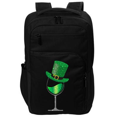 St Patricks Day Lucky Sparkly Wine Glass Impact Tech Backpack