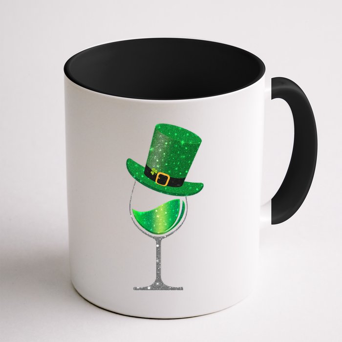 St Patricks Day Lucky Sparkly Wine Glass Mug