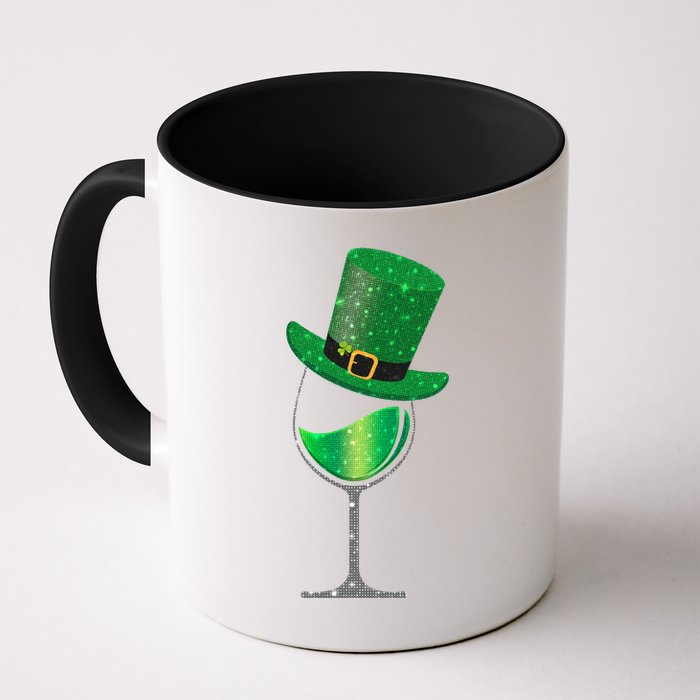 St Patricks Day Lucky Sparkly Wine Glass Mug
